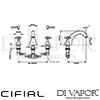 Cifial 31405MW L Brookhaven Lever 3 HoleDeck Bath Mixer Dimensions